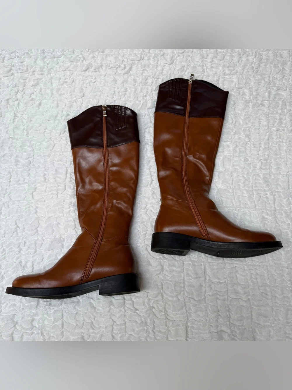Torgēis Desiree Tall Riding Boots Brown Two Tone Buckle Size 8